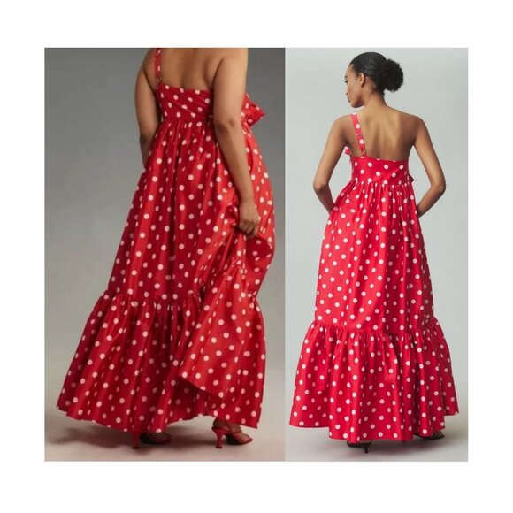 NWOT Atsu Sally Bow Midi Dress | Red Polka Dot | Size L - Picture 2 of 9